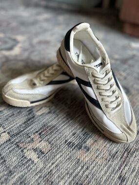 Tretorn Cream, White and Black Retro Sneakers